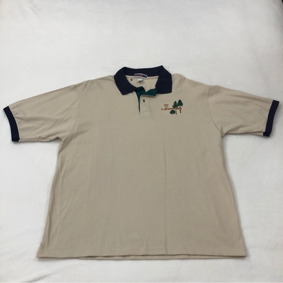 Jerzees Other - Vintage JERZEES Lutherwood Cream Pinetrees Casual Cotton Golf Polo Shirt Mens XL